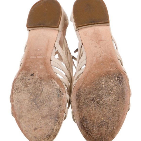 MIU MIU TAN SUEDE GLADIATOR SANDALS SHOES Sz 36.5 - Picture 5 of 5
